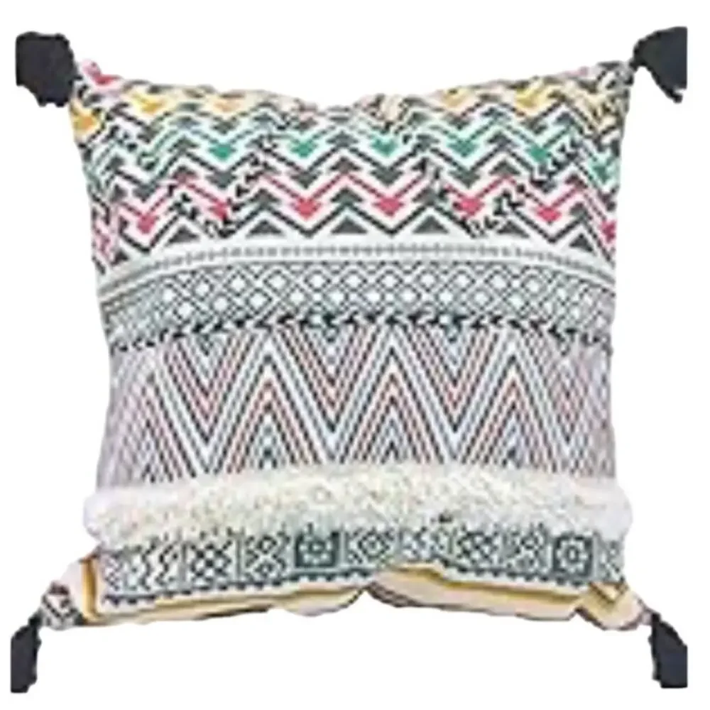 Alysheer Set of Two Colorful Cotton Embroidered Decorative Throw Pillow Covers